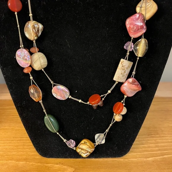 Lia Sophia Multi-Color Multi-Shape Shells & Stones Gold Tone Chain - Picture 3 of 9